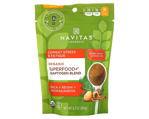 Navitas Organics, Superfood+ Adaptogen Blend, Maca + Reishi + Ashwagandha, 6.3 oz (180 g) Navitas Organics, Superfood+ Adaptogen Blend, Maca + Reishi + Ashwagandha, 6.3 oz (180 g)