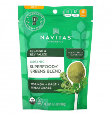 Navitas Organics, Organic Superfood+ Greens Blend, Moringa + Kale + Wheatgrass, 6.3 oz (180 g)