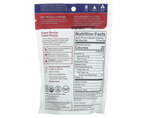 Navitas Organics, Organic Superfood + Berry Blend, Acai + Goji + Blueberry, 5.3 oz (150 g) Navitas Organics, Organic Superfood + Berry Blend, Acai + Goji + Blueberry, 5.3 oz (150 g)