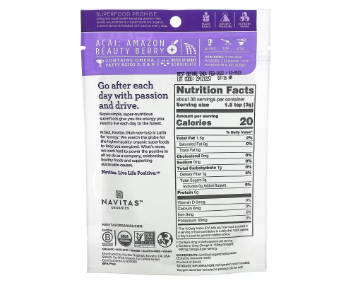 Navitas Organics, Organic Acai Powder, 4 oz (113 g) Navitas Organics, Organic Acai Powder, 4 oz (113 g)