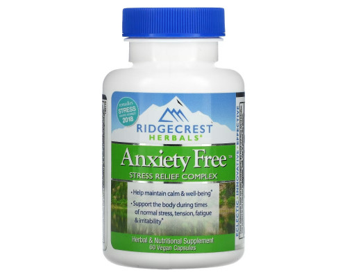 RidgeCrest Herbals, Anxiety Free, Stress Relief Complex, 60 Vegan Capsules RidgeCrest Herbals, Anxiety Free, Stress Relief Complex, 60 Vegan Capsules