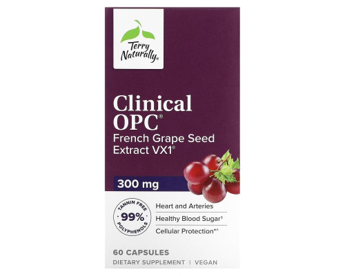Terry Naturally, Clinical OPC, 300 мг, 60 капсул Terry Naturally, Clinical OPC, 300 мг, 60 капсул