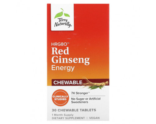 Женьшень HRG80 Red Ginseng Energy, 30 Chewable Tablets Женьшень HRG80 Red Ginseng Energy, 30 Chewable Tablets