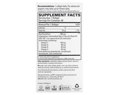 Terry Naturally, Omega 7, Dry Eye Relief, 60 Softgels Terry Naturally, Omega 7, Dry Eye Relief, 60 Softgels