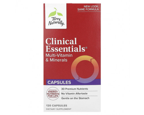 Витаминно-минеральные комплексы Terry Naturally, Clinical Essentials, мультивитамины и минералы, 120 капсул Витаминно-минеральные комплексы Terry Naturally, Clinical Essentials, мультивитамины и минералы, 120 капсул