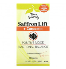 Имбирь и куркума Terry Naturally, Saffron Life + куркумин`` 60 капсул
