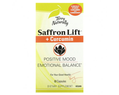 Имбирь и куркума Terry Naturally, Saffron Life + куркумин`` 60 капсул Имбирь и куркума Terry Naturally, Saffron Life + куркумин`` 60 капсул