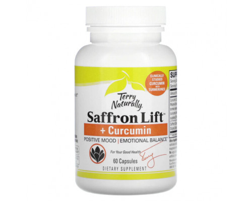 Имбирь и куркума Terry Naturally, Saffron Life + куркумин`` 60 капсул Имбирь и куркума Terry Naturally, Saffron Life + куркумин`` 60 капсул