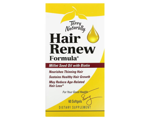 Terry Naturally Terry Naturally Hair Renew Formula формула восстановления волос 60 желатиновых капсул Terry Naturally Terry Naturally Hair Renew Formula формула восстановления волос 60 желатиновых капсул
