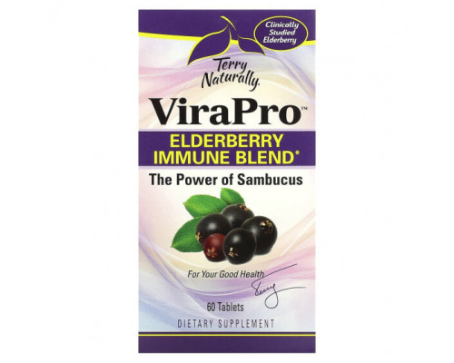 От гриппа и простуды Terry Naturally, ViraPro, смесь для иммунитета из бузины, 60 таблеток От гриппа и простуды Terry Naturally, ViraPro, смесь для иммунитета из бузины, 60 таблеток