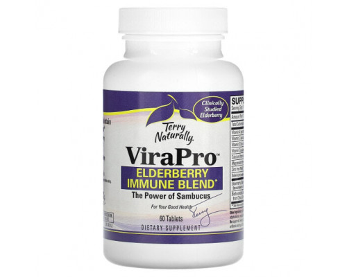 От гриппа и простуды Terry Naturally, ViraPro, смесь для иммунитета из бузины, 60 таблеток От гриппа и простуды Terry Naturally, ViraPro, смесь для иммунитета из бузины, 60 таблеток