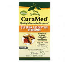 Имбирь и куркума Terry Naturally, CuraMed, куркумин для улучшенной усвояемости, 500 мг, 60 капсул
