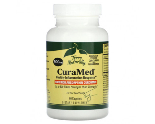 Имбирь и куркума Terry Naturally, CuraMed, куркумин для улучшенной усвояемости, 500 мг, 60 капсул Имбирь и куркума Terry Naturally, CuraMed, куркумин для улучшенной усвояемости, 500 мг, 60 капсул