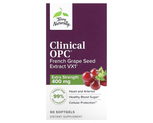 Terry Naturally, Clinical OPC, суперсила, 400 мг, 60 мягких таблеток Terry Naturally, Clinical OPC, суперсила, 400 мг, 60 мягких таблеток