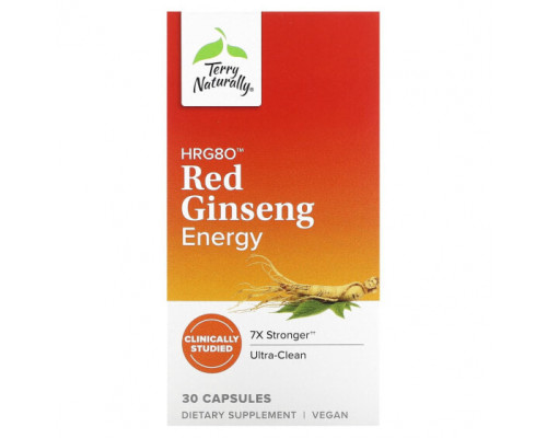 Женьшень Terry Naturally, HRG80 Red Ginseng Energy, 30 капсул Женьшень Terry Naturally, HRG80 Red Ginseng Energy, 30 капсул