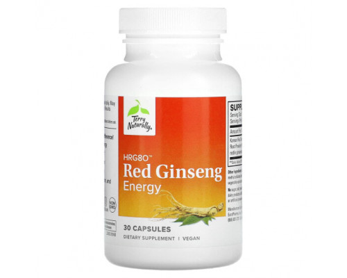 Женьшень Terry Naturally, HRG80 Red Ginseng Energy, 30 капсул Женьшень Terry Naturally, HRG80 Red Ginseng Energy, 30 капсул