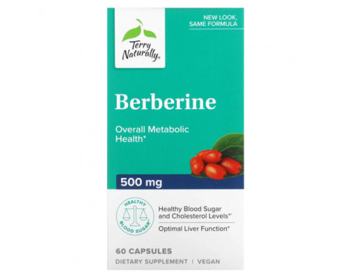 Фрукты и ягоды Terry Naturally, берберин, 500 мг, 60 капсул Фрукты и ягоды Terry Naturally, берберин, 500 мг, 60 капсул