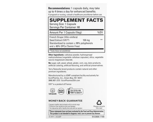 Terry Naturally, Clinical OPC, 150 мг, 60 капсул Terry Naturally, Clinical OPC, 150 мг, 60 капсул