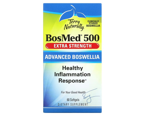 Terry Naturally, BosMed 500, Экстра сила, Улучшенная босвелия, 500 мг, 60 мягких капсул Terry Naturally, BosMed 500, Экстра сила, Улучшенная босвелия, 500 мг, 60 мягких капсул