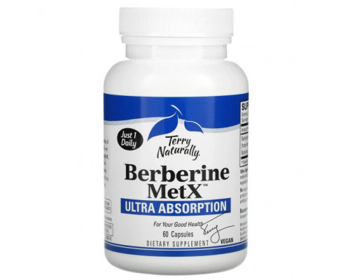 Фрукты и ягоды Terry Naturally, Berberine MetX, улучшенная абсорбция, 60 капсул Фрукты и ягоды Terry Naturally, Berberine MetX, улучшенная абсорбция, 60 капсул