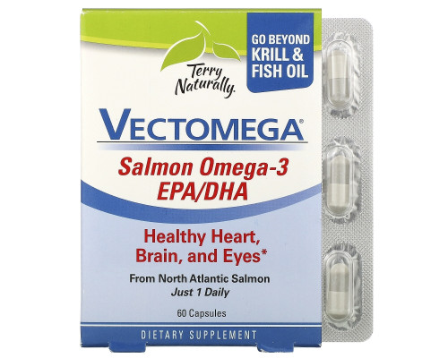 Terry Naturally, Vectomega, Salmon Omega-3 EPA/DHA, 60 Capsules Terry Naturally, Vectomega, Salmon Omega-3 EPA/DHA, 60 Capsules