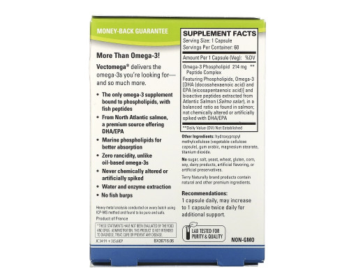 Terry Naturally, Vectomega, Salmon Omega-3 EPA/DHA, 60 Capsules Terry Naturally, Vectomega, Salmon Omega-3 EPA/DHA, 60 Capsules