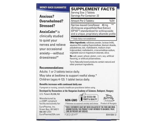 Terry Naturally AnxioFit-1 45 Tablets Terry Naturally AnxioFit-1 45 Tablets
