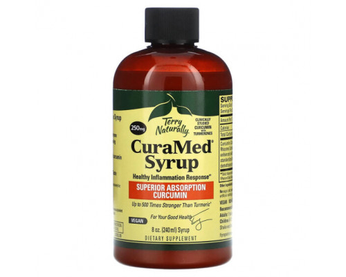 Имбирь и куркума Terry Naturally, CuraMed Syrup, куркумин с улучшенной усвояемостью, 250 мг, 240 мл (8 унций) Имбирь и куркума Terry Naturally, CuraMed Syrup, куркумин с улучшенной усвояемостью, 250 мг, 240 мл (8 унций)