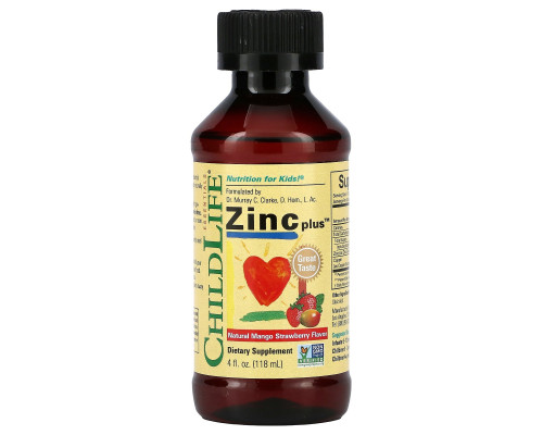 ChildLife, Essentials, Zinc Plus, Natural Mango Strawberry Flavor, 4 fl oz (118 ml) ChildLife, Essentials, Zinc Plus, Natural Mango Strawberry Flavor, 4 fl oz (118 ml)