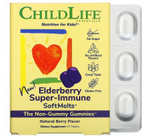 ChildLife, Elderberry Super-Immune SoftMelts, натуральный ягодный вкус, 27 таблеток