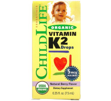 ChildLife, Органические капли витамина K2, натуральный ягодный вкус, 0,406 унций (12 мл)
