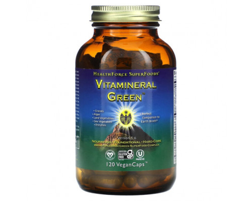 Зелень и зеленые овощи HealthForce Superfoods, Vitamineral Green`` 120 веганских капсул Зелень и зеленые овощи HealthForce Superfoods, Vitamineral Green`` 120 веганских капсул