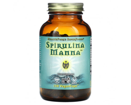 Водоросли HealthForce Superfoods, Спирулина и манна, 150 веганских капсул Водоросли HealthForce Superfoods, Спирулина и манна, 150 веганских капсул