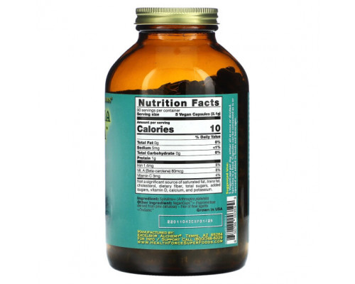 Водоросли HealthForce Superfoods, Спирулина манна, 450 веганских капсул Водоросли HealthForce Superfoods, Спирулина манна, 450 веганских капсул