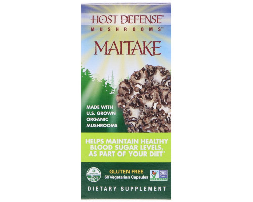 Fungi Perfecti, Host Defense Mushrooms, органическая грифола курчавая, 60 вегетарианских капсул Fungi Perfecti, Host Defense Mushrooms, органическая грифола курчавая, 60 вегетарианских капсул