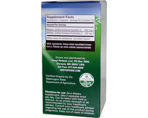 Fungi Perfecti Host Defense Maitake Защитные грибы 120 NP капсул Fungi Perfecti Host Defense Maitake Защитные грибы 120 NP капсул