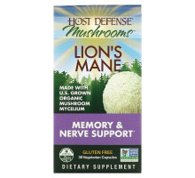Fungi Perfecti, Host Defense, Lion's Mane, Memory & Nerve Support, 30 Veggie Caps