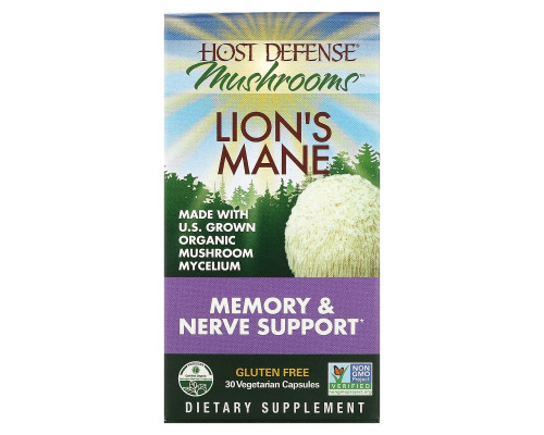 Fungi Perfecti, Host Defense, Lion's Mane, Memory & Nerve Support, 30 Veggie Caps Fungi Perfecti, Host Defense, Lion's Mane, Memory & Nerve Support, 30 Veggie Caps