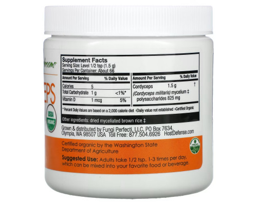 Fungi Perfecti, Cordyceps, Mushroom Mycelium Powder, Energy Support, 3.5 oz (100 g) Fungi Perfecti, Cordyceps, Mushroom Mycelium Powder, Energy Support, 3.5 oz (100 g)