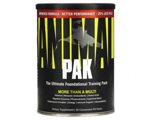 Витаминно-минеральные комплексы Universal Nutrition, Animal, PAK, 30 удобных таблеток Витаминно-минеральные комплексы Universal Nutrition, Animal, PAK, 30 удобных таблеток