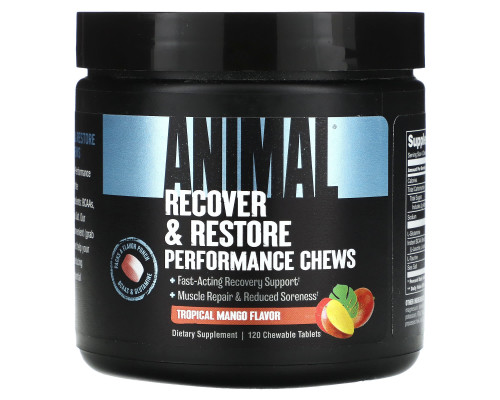 Animal, Жевательные таблетки Recover & Restore, тропическое манго, 120 жевательных таблеток Animal, Жевательные таблетки Recover & Restore, тропическое манго, 120 жевательных таблеток