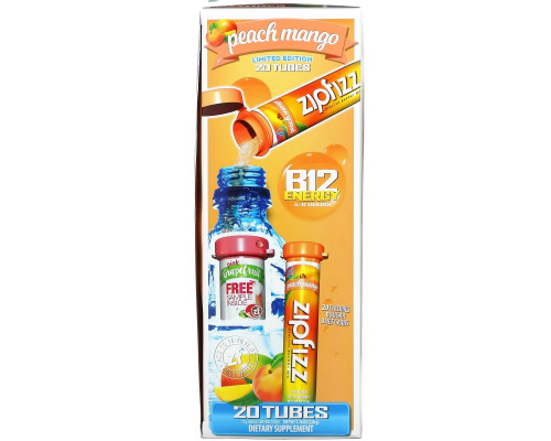 Zipfizz, Healthy Sports Energy Mix with Vitamin B12, Peach Mango, 20 Tubes, 0.39 oz (11 g) Each Zipfizz, Healthy Sports Energy Mix with Vitamin B12, Peach Mango, 20 Tubes, 0.39 oz (11 g) Each