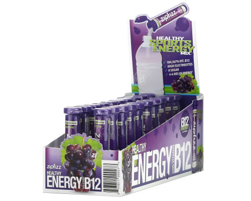 Zipfizz, Healthy Sports Energy Mix with Vitamin B12, Grape, 20 Tubes, 0.39 oz (11 g) Each Zipfizz, Healthy Sports Energy Mix with Vitamin B12, Grape, 20 Tubes, 0.39 oz (11 g) Each