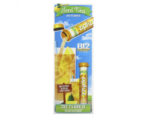 Витамины группы B Zipfizz, чай со льдом, здоровая энергетическая смесь с витамином B12, со вкусом лимона, 20 тюбиков по 11 г (0,39 унции) Витамины группы B Zipfizz, чай со льдом, здоровая энергетическая смесь с витамином B12, со вкусом лимона, 20 тюбиков по 11 г (0,39 унции)