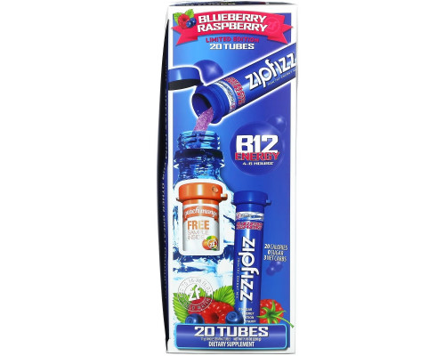 Zipfizz, Энергетическая смесь для здорового спорта с витамином B12, голубика и малина, 20 тюбиков по 11 г (0,39 унции) Zipfizz, Энергетическая смесь для здорового спорта с витамином B12, голубика и малина, 20 тюбиков по 11 г (0,39 унции)
