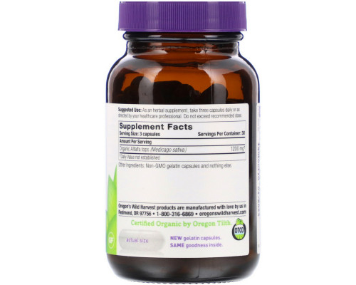 Oregon's Wild Harvest Alfalfa 90 Non-GMO Veggie Caps Oregon's Wild Harvest Alfalfa 90 Non-GMO Veggie Caps