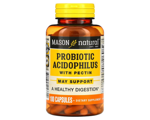 Mason Natural, Пробиотик ацидофилус с пектином, 100 капсул Mason Natural, Пробиотик ацидофилус с пектином, 100 капсул