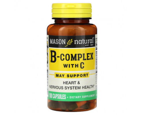 Витамины группы B Mason Natural, B-комплекс с C, 100 капсул Витамины группы B Mason Natural, B-комплекс с C, 100 капсул