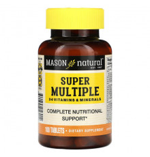Витаминно-минеральные комплексы Mason Natural, Super Multiple 34 витаминов и минералов, 100 таблеток
