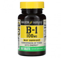Витамины группы B Mason Natural, Витамин B-1, 100 мг, 100 таблеток